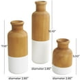 thumbnail image 3 of DecMode 10", 8", 5"H Color block Brown Wood Vase with White Bases, Set of 3, 3 of 12