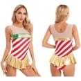 thumbnail image 6 of TSSOE Womens Christmas Candy Cane Sleeveless Striped Ballet Dance Figure Ice Skating Leotard Dress Red XL, 6 of 7