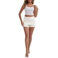 thumbnail image 2 of INSPIRE CHIC Women's Anti Chafing Hip-Lifting Mid Rise Tummy Control Elastic No Show Slim Shorts Under Dress L White, 2 of 5