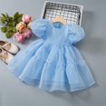 thumbnail image 6 of Flower Girl Dress Organza Toddler Dresses Puff Sleeve & Bow Bcak Girls Princess Dress for Wedding Birthday Party, 6 of 7