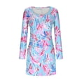 thumbnail image 5 of BLTIBY Spring Sweater Dresses for Women Ribbed Knit Long Sleeve Mini Dress Casual Bodycon A-Line V Neck Printed Short Dresses Sky Blue L, 5 of 5