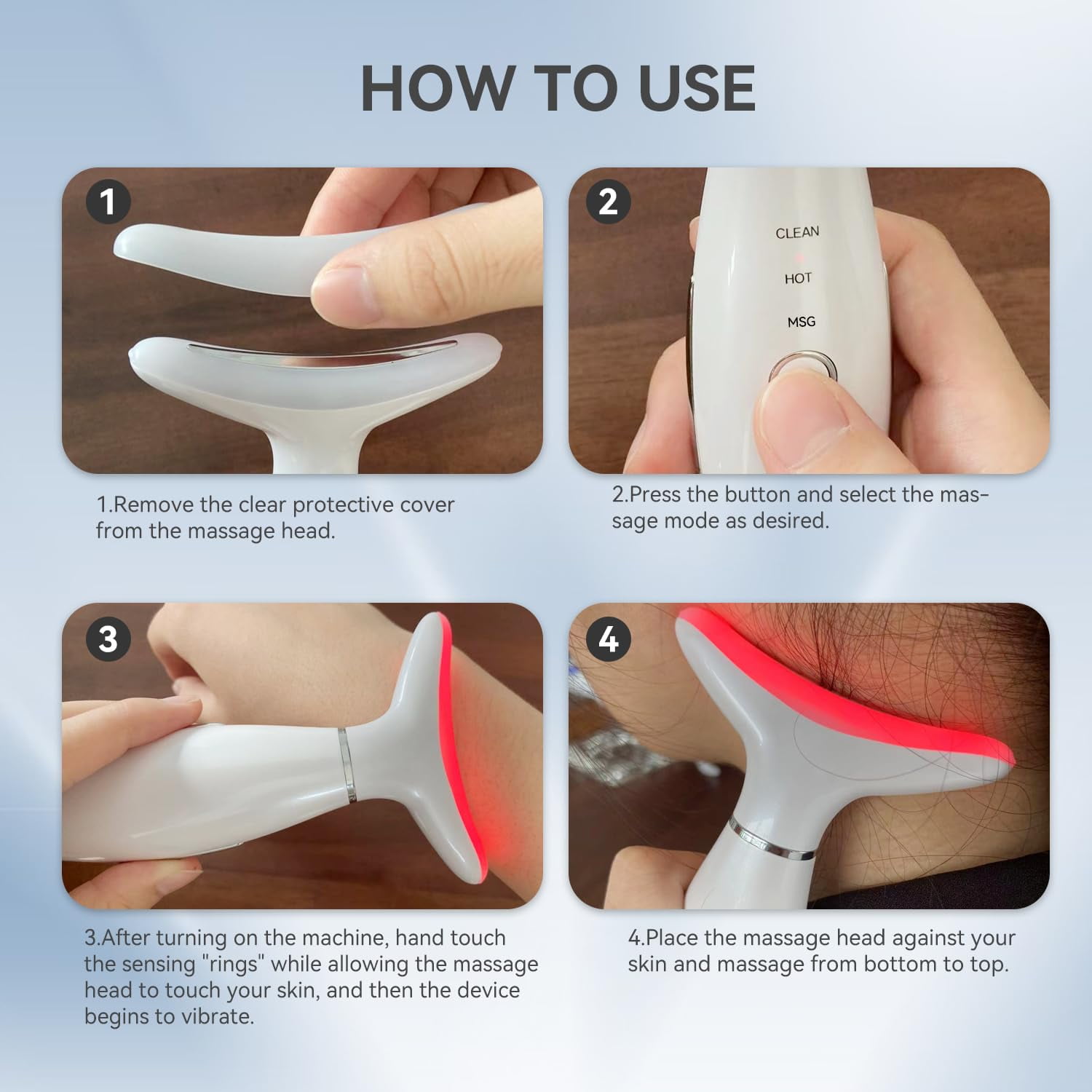 Balomy Face and Neck Massager Light Therapy, 3 Colour Modes and Vibration Facial Massager, Face Sculpting Tool for Double Chin and Skin Care (White)