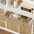 thumbnail image 7 of Homfa 71'' Kitchen Pantry Cabinet with Microwave Shelf & Drawer, 4 Doors Pantry Storage Cabinet with Adjustable Shelves for Dining Room, White+ Khaki, 7 of 7