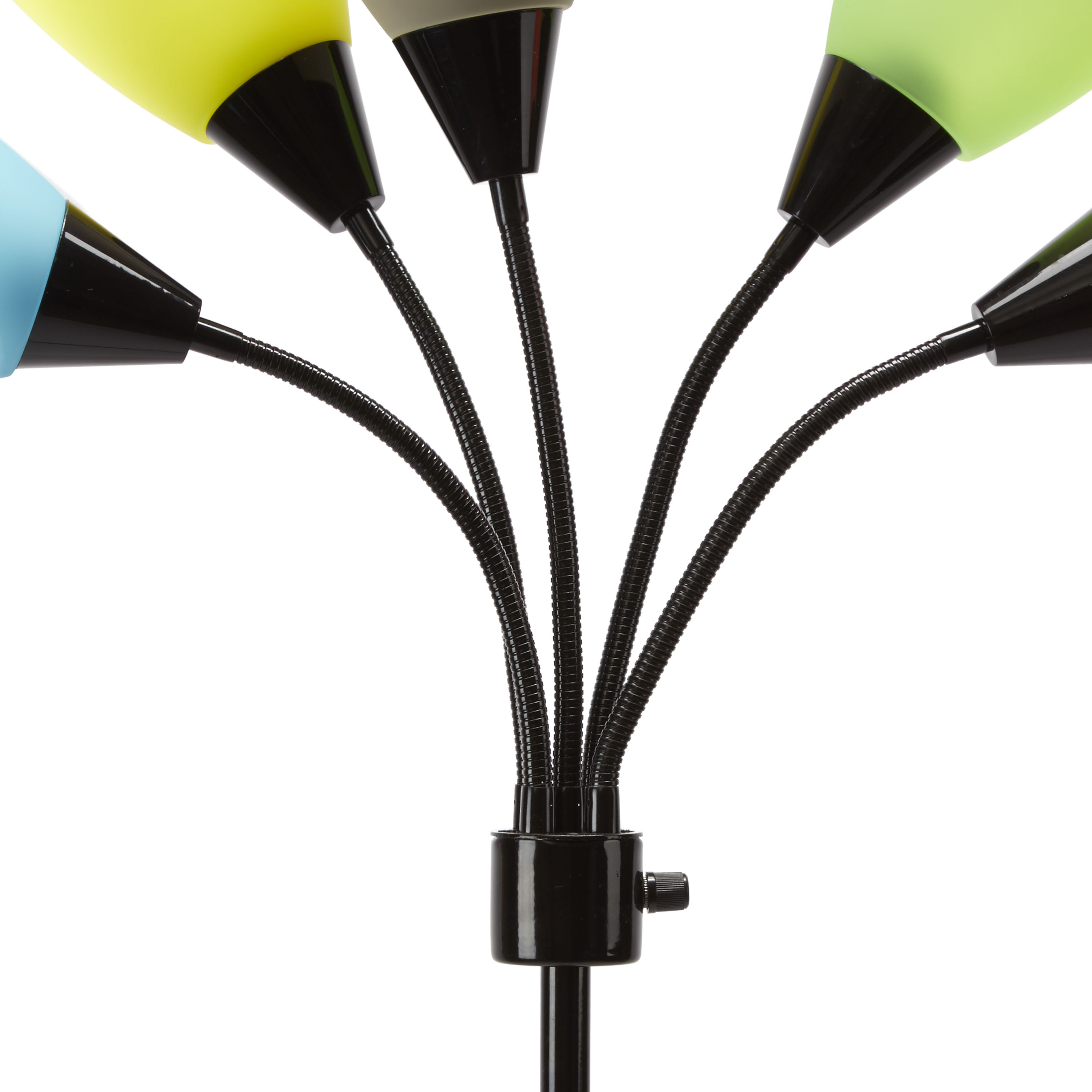 Mainstays 5-Light Multi Head Floor Lamp, Black with Multi Color Shade, Metal Material