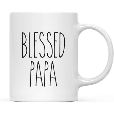 

Simple Rustic Farmhouse Kitchen Decor 11oz. Ceramic Coffee Tea Mug Gift Blessed Papa 1-Pack Minimalist Birthday Christmas Gift Ideas