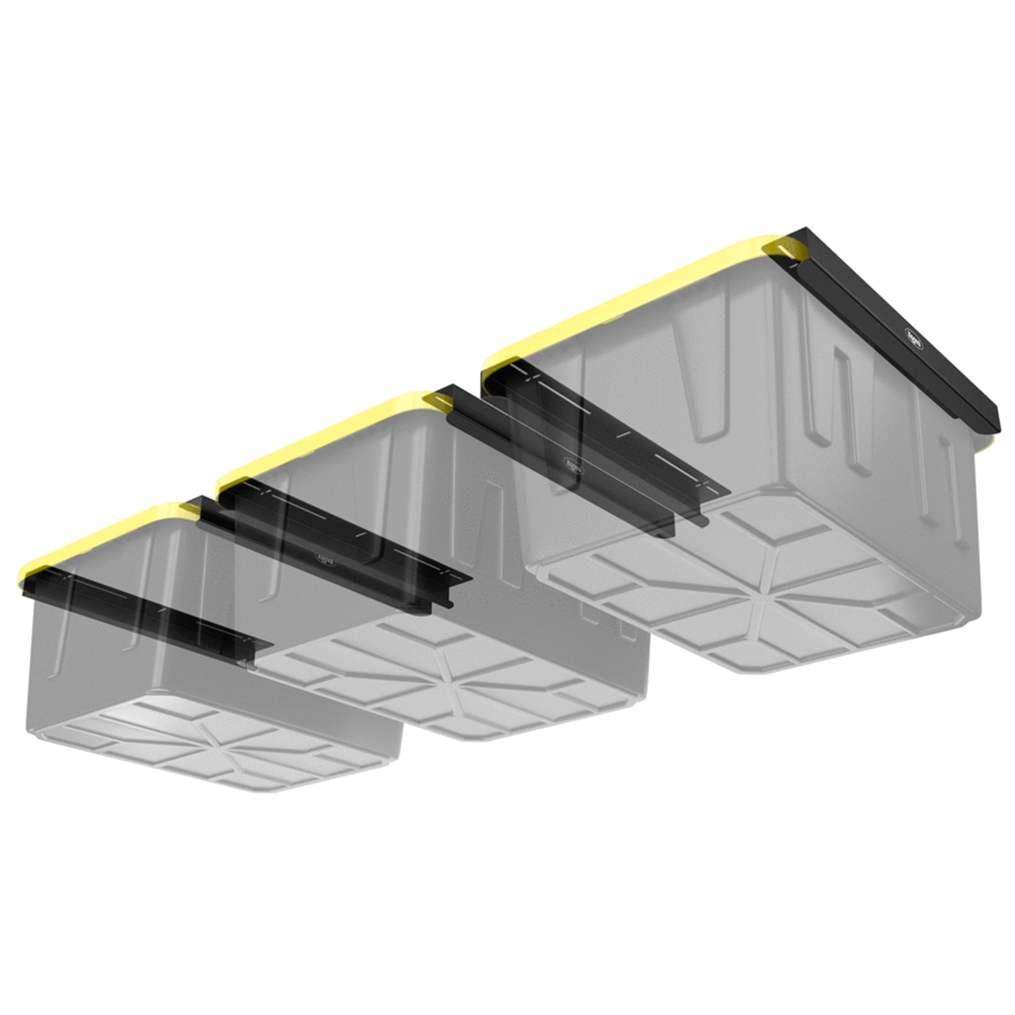Koova Overhead Bin Rack for Three Bins | Overhead Garage Storage Rack to Mount on Ceiling with Adjustable Width