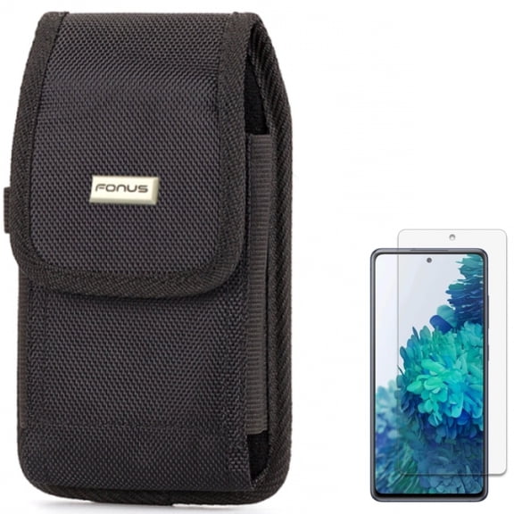 Screen Protector w Case Belt Clip for Samsung Galaxy S20 Fan Edition - Anti-Glare Tempered Glass Matte Anti-Fingerprint, Swivel Holster Rugged Cover W2W fits Samsung Galaxy S20 Fan Edition