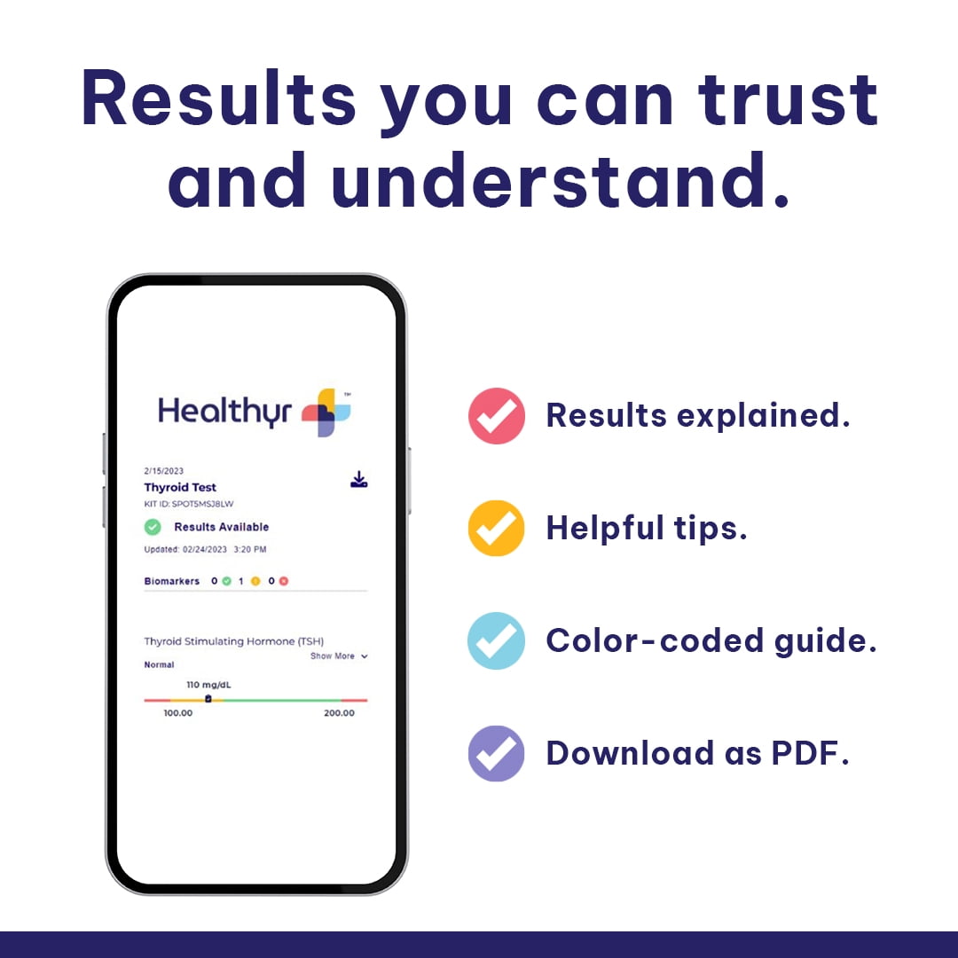 Healthyr Thyroid At-Home Test for Hypothyroidism and Hyperthyroidism  with Lab Fee Included