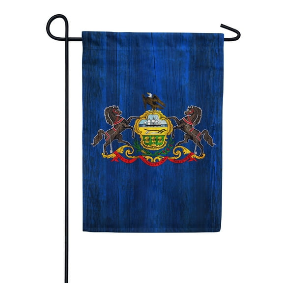 America Forever Pennsylvania State Flag 12.5 x 18 Inch Double Sided Outdoor Yard Decorative USA Vintage Wood State of Pennsylvania Garden Flag, Made in the USA