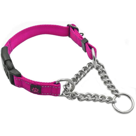 shiyou-Stainless Steel Chain Martingale Collar - We Donate a Collar to a Dog Rescue for Every Collar Sold (Small, Pink)
