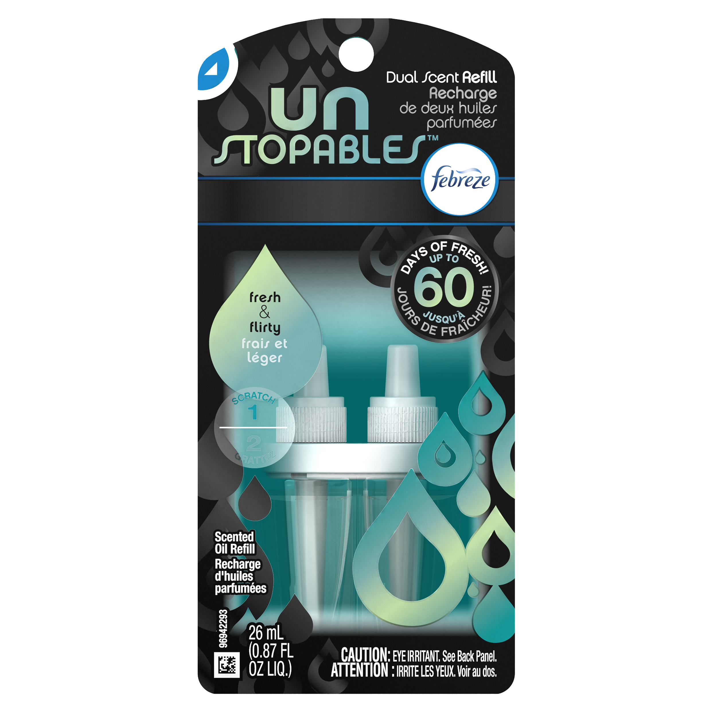 Febreze Unstopables FRESH Pluggable Scented Oil Refill Air Freshener, 1