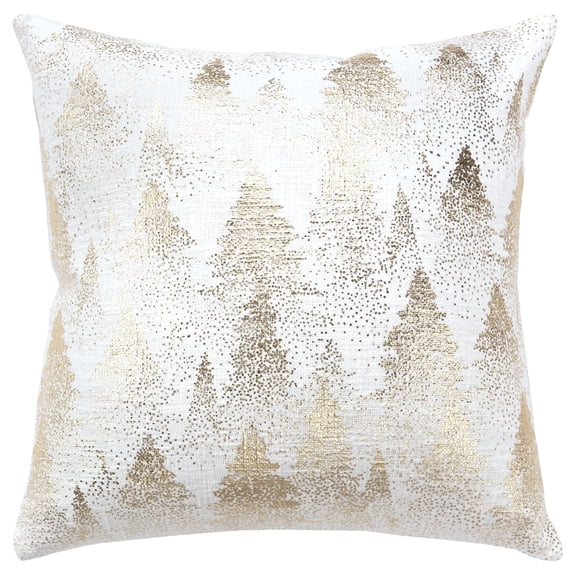 Shimmering Wintertree Poly Filled Pillow, 20" x 20", Gold Foil