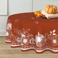 thumbnail image 3 of Round Fall Tablecloth,Orange Thanksgiving Autumn Harvest Pumpkin Sunflower Maple Leaf Table Cloth,Polyester Waterproof Wrinkle Resistant Durable Tablecloth for Fall,Thanksgiving,Home Decor, 3 of 6