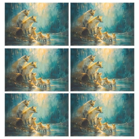 

Family Of Foxes 6-Piece 12x18in Durable Place Mats Heat-Proof and Non-Slip