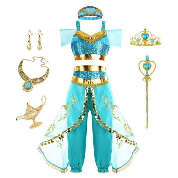 Vestido de princesa para fiesta de Halloween, disfraz de jazmín para niños Fivean unisex