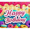 thumbnail image 3 of Happy Birthday Decoration Colorful Donuts Backdrop Banner Party Supplies Photography Props Kids Celebration Festival Event Decor Fun Balloon Cake Cupcake, 3 of 7