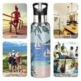 thumbnail image 7 of Yayeee 20oz Insulated Water Bottle Double Wall Stainless Steel with Flip Straw Lid, Pink Seaside, 7 of 7