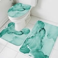 thumbnail image 3 of Turquoise Marble Bath Mat 3 Piece Bathroom Rug Set, Nature Marble Stone Ripple Modern Art Non Slip Bath Rug Contour Mat and Toilet Lid Cover, Absorbent Shower Mats Soft Bath Rugs and Mats Sets, 3 of 8