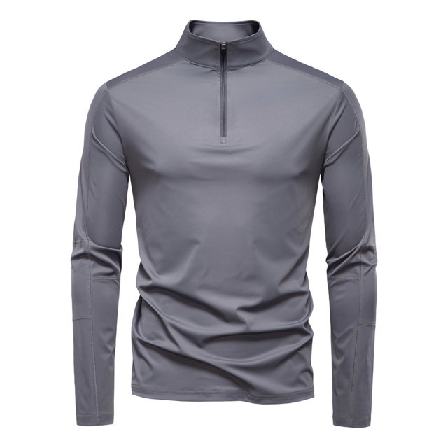 pstuiky Camisas casuales de manga larga para hombre, Camisa de manga larga con media cremallera y cuello alto para hombre, con protección solar UPF100+, para primavera y verano xl