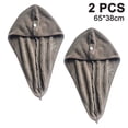thumbnail image 1 of Hweilai 2 Pack Hair Drying Towel, Super Absorbent Microfiber Turban with Button Design for Drying Hair Quickly, 1 of 8