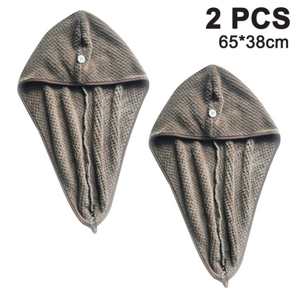 Hweilai 2 Pack Hair Drying Towel, Super Absorbent Microfiber Turban with Button Design for Drying Hair Quickly