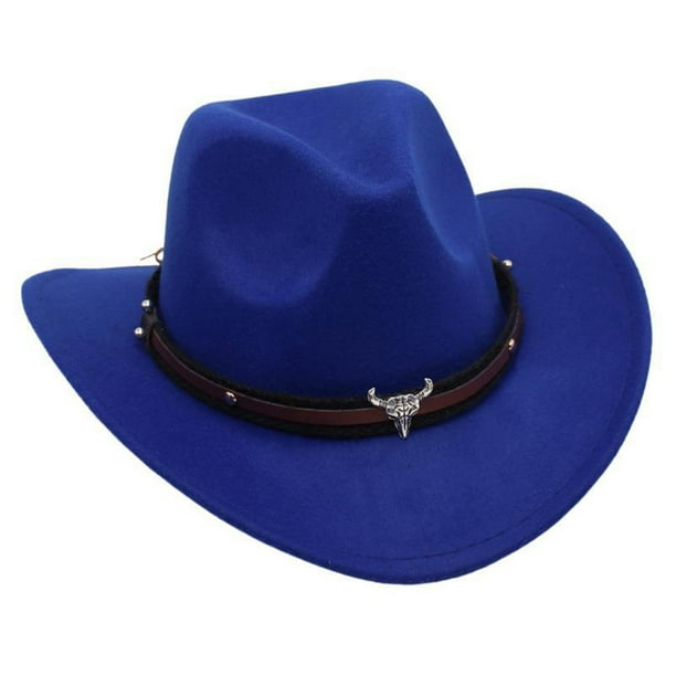 Sombrero de vaquero occidental, accesorio decorativo informal para fotos de verano, para adolescentes, bodas y compromisos. Azul