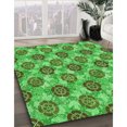 thumbnail image 2 of Ahgly Company Indoor Round Patterned Dark Lime Green Area Rugs, 4' Round, 2 of 6