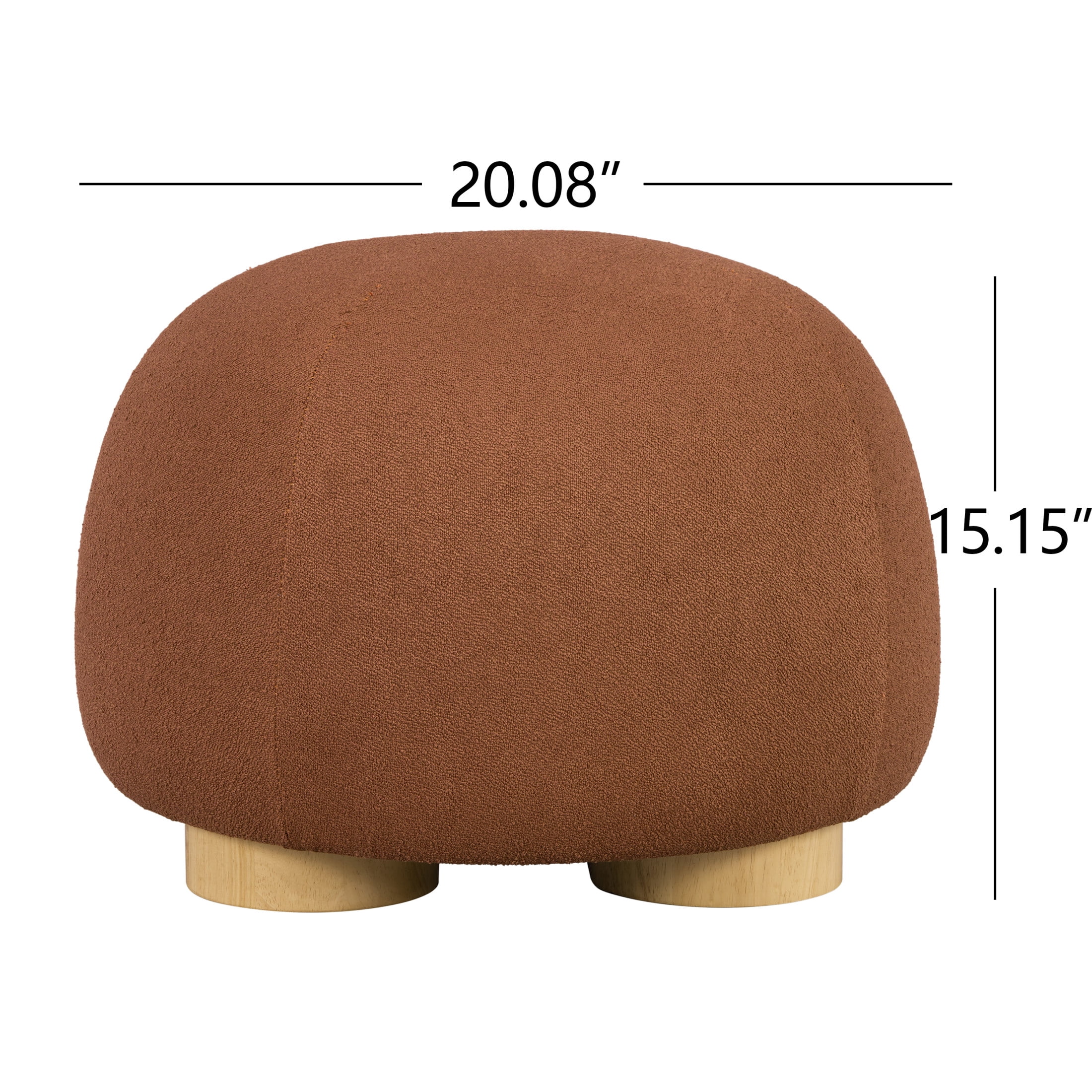 Christopher Knight Home 15.15" H Upholstered Round Accent Ottoman, Solid Wood Legs, Rust