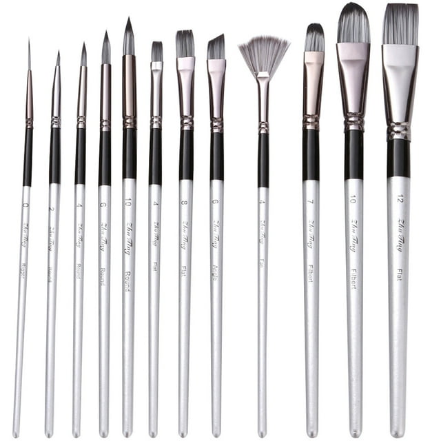 12 Pcs Pinceaux de Peinture Professionnels pour Étudiants