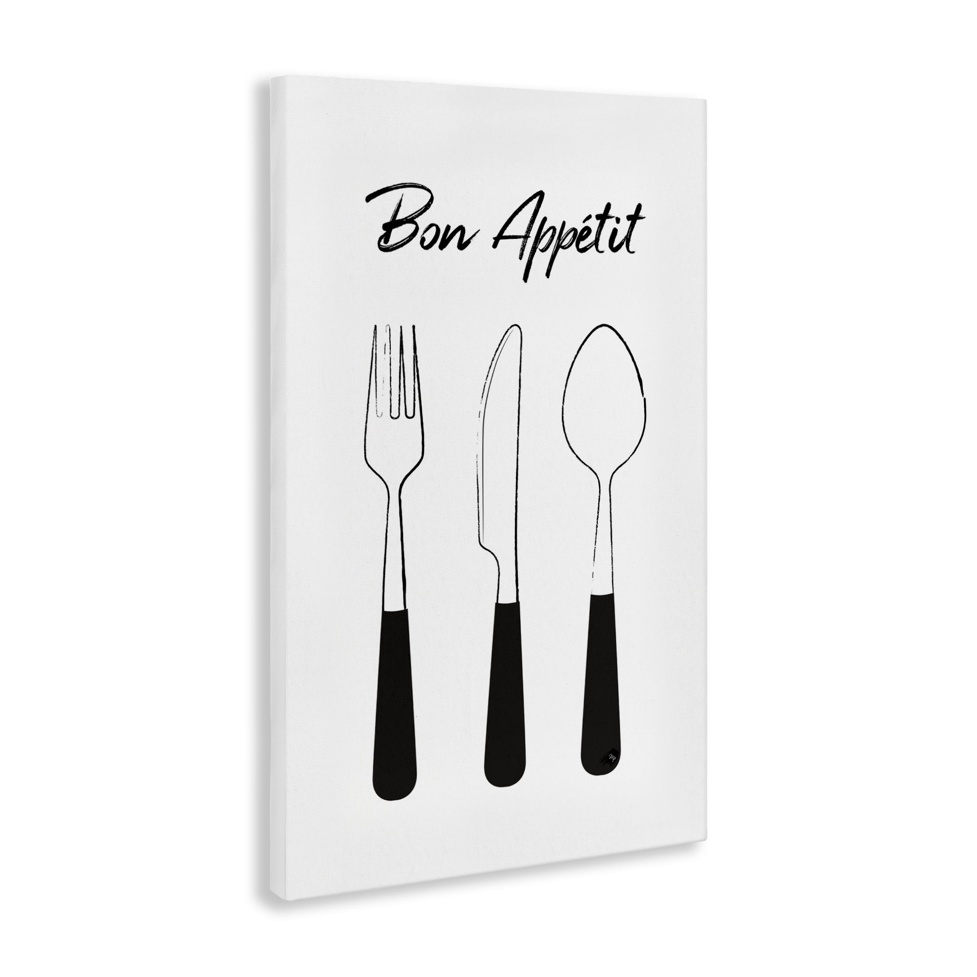Stupell Industries Bon Appetit Fork Knife Spoon Canvas Wall Art, design by Martina Pavlova