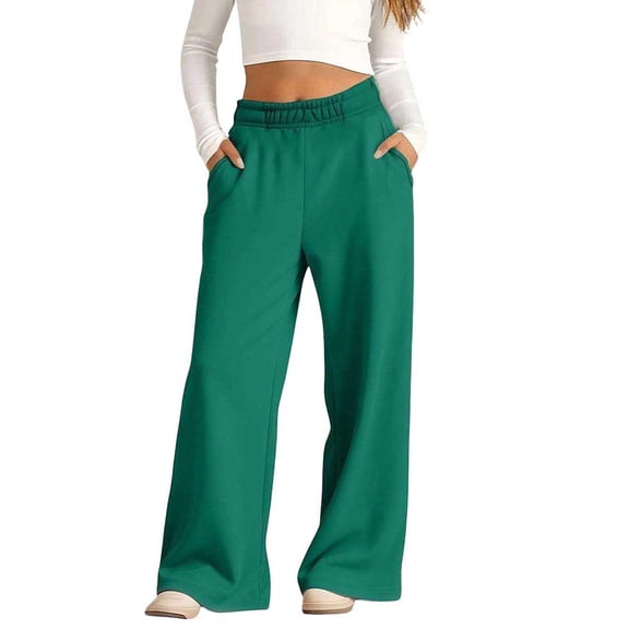 BFHHYA Girls Wide Leg Sweatpants Kids Baggy Elastic Waist Sweat Pant Warm Winter Casual Fleece Sweatpanst with Side Pockets
