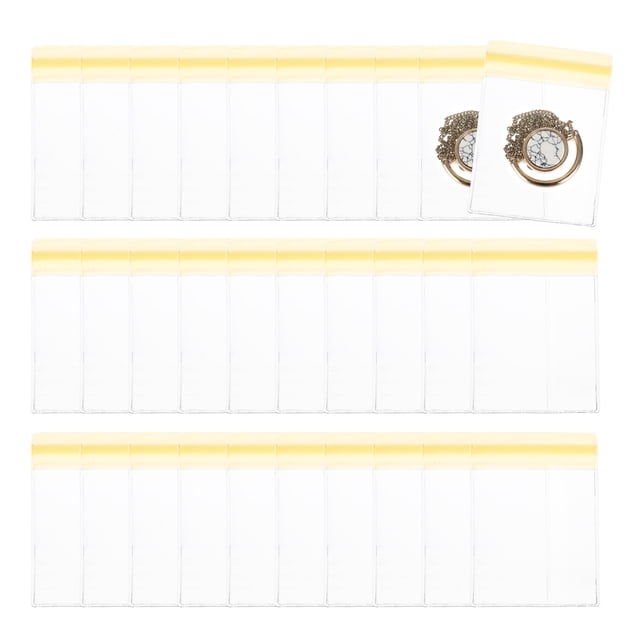 Uxcell 30 Pcs Bolsas de Almacenamiento de Joyería de Plástico Transparente con Cierre, Amarillo (2.4 x 3 Pulgadas)