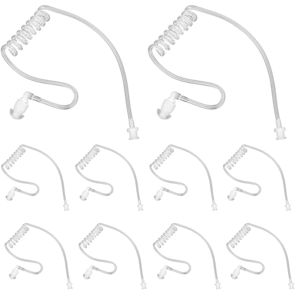 10-Pack Replacement Acoustic Coil Tube Walkie Talkie Earpieces for Baofeng Motorola Kenwood Retevis Midland Two Way Radios Headset Secret Spy Game Earpiece