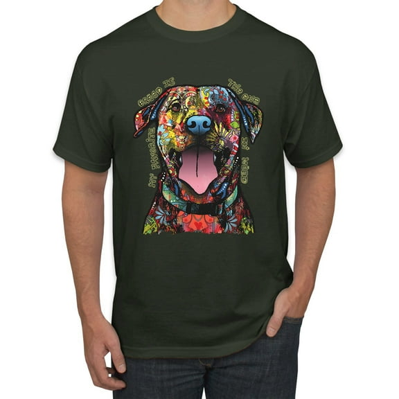 My Favorite Breed is The One In Need | Colorful Labrador Dog | Dean Russo Art Animal Lover Men's T-Shirt, Forest Green, 4XL