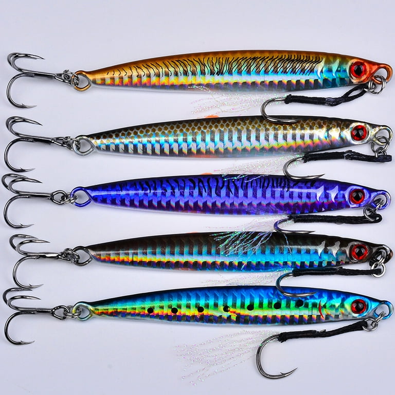 5pcs Metal Jig Lure Shore 14g-40g Spoon Jigging Bass Saltwater