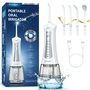Cordless Water Flosser  Rechargeable Electric Portable Water Flosser for Teeth, Braces, 5 Modes, IPX7 Waterproof, Travel Friendly, 300ml, White