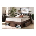 thumbnail image 2 of Baxton Studio Tristan Modern and Contemporary Walnut Brown Finished Wood 1-Drawer Queen Size Platform Storage Bed with Shelves, 2 of 24