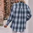 thumbnail image 5 of BYHONG Long Sleeve Shirts for Women Autumn Button Down Plaid Shirts Blue XXL, 5 of 9