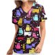 thumbnail image 2 of Puntoco Mujeres de manga corta con cuello en V Uniforme de trabajo Estampado Ropa de trabajo Blusas Jersey Camisetas tops Puntoco Puntoco-5958, 2 of 5