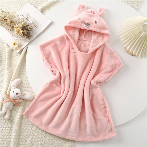 Cethrio Girls Sleepwear Robes & Bathrobes, Hooded Sleeveless Flannel Kids Pajamas Pink Size 5-8T