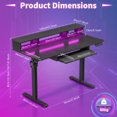 thumbnail image 2 of Sioweci Standing Desk, 48x24 Inch Adjustable Sit Stand Desk with Bookshelf & Monitor Stand, Standing Gaming Desk with LED Light Strip, Stand up Desk for Home Office, 2 of 11