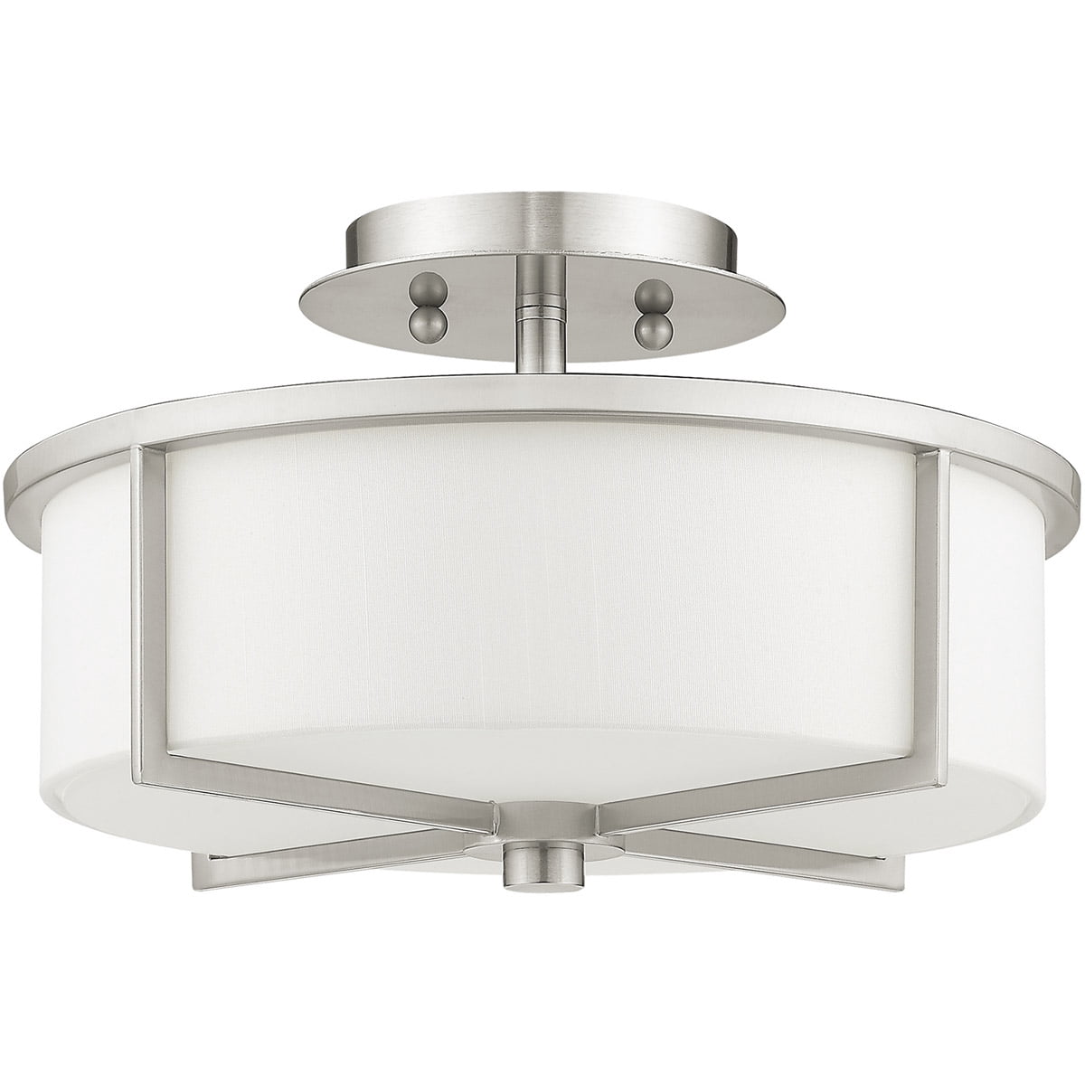2 Light Brushed Nickel Ceiling Light fixture with Steel base material