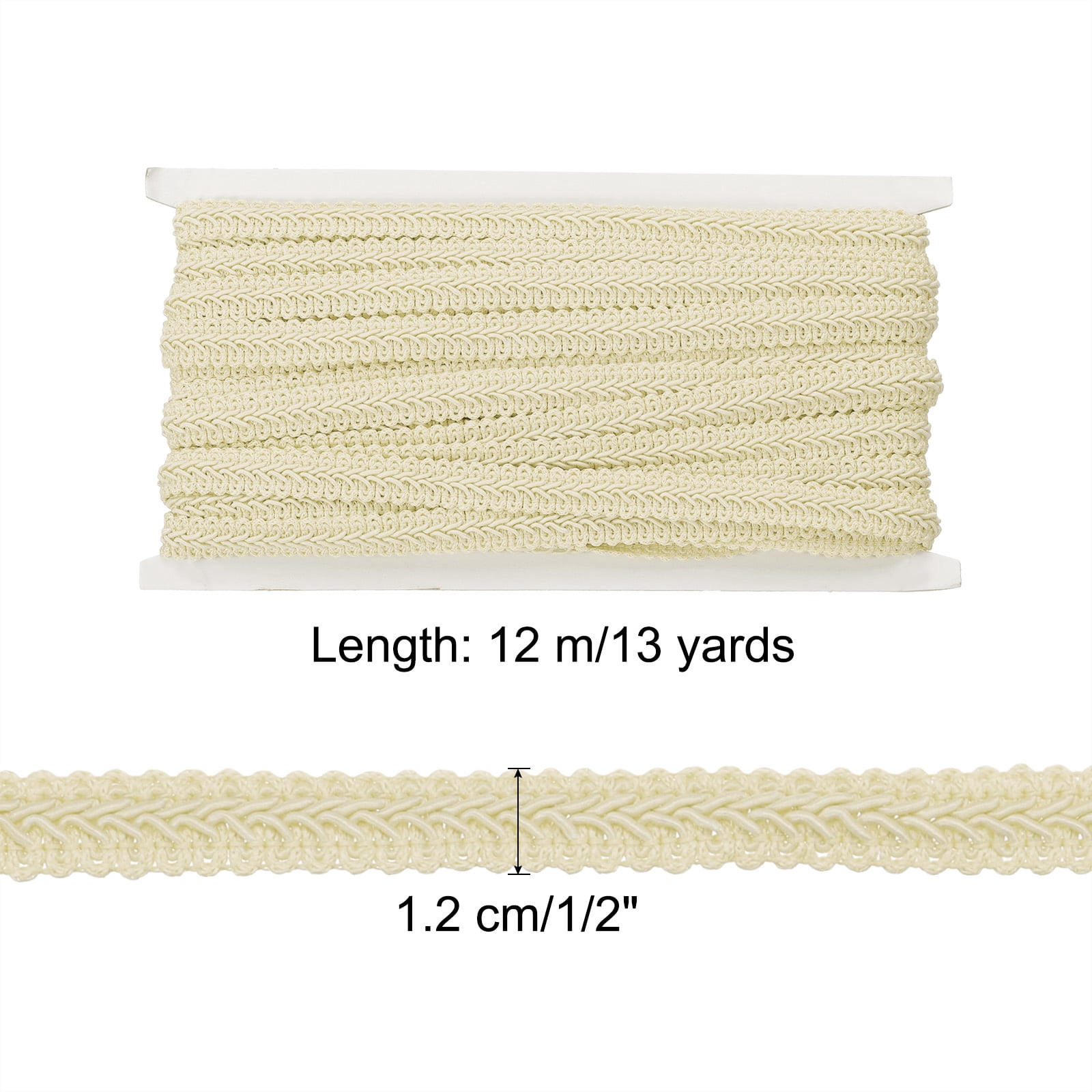 Unique Bargains Gimp Braid Trim Woven Fabric Ribbon Cream