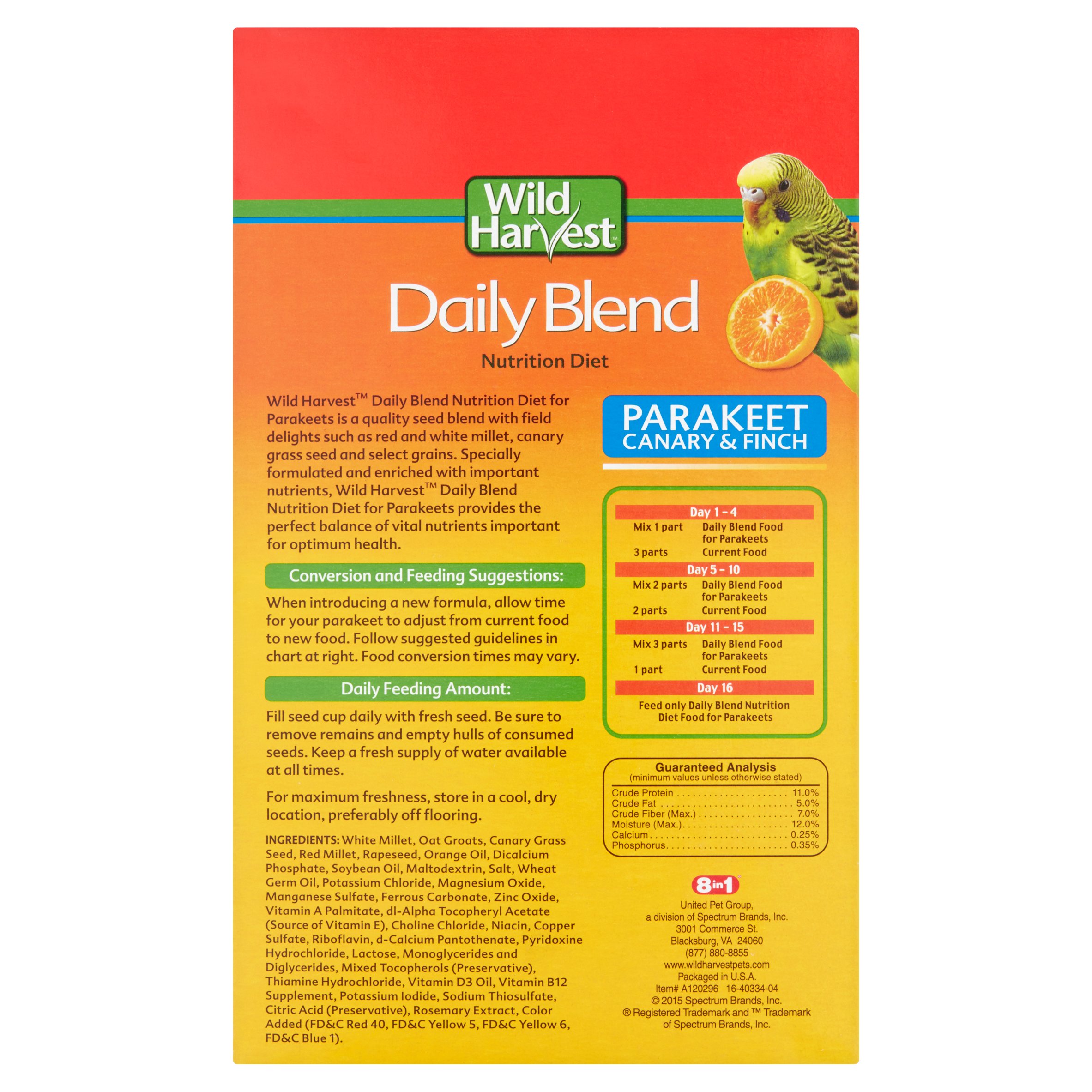 Wild Harvest Daily Blend Bird Food for Parakeet, Canary & Finch, 2 lb - image 2 of 5