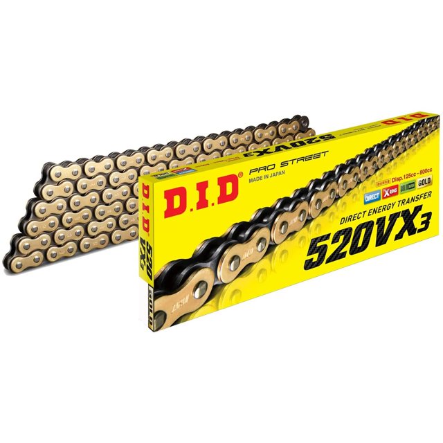 D.I.D 520Vx3 Cadena X-Ring Dorada 116 Eslabones