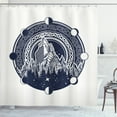 thumbnail image 1 of Ambesonne Northwoods Shower Curtain, Celtic Style Hills, 69"Wx70"L, Dark Blue and White, 1 of 3