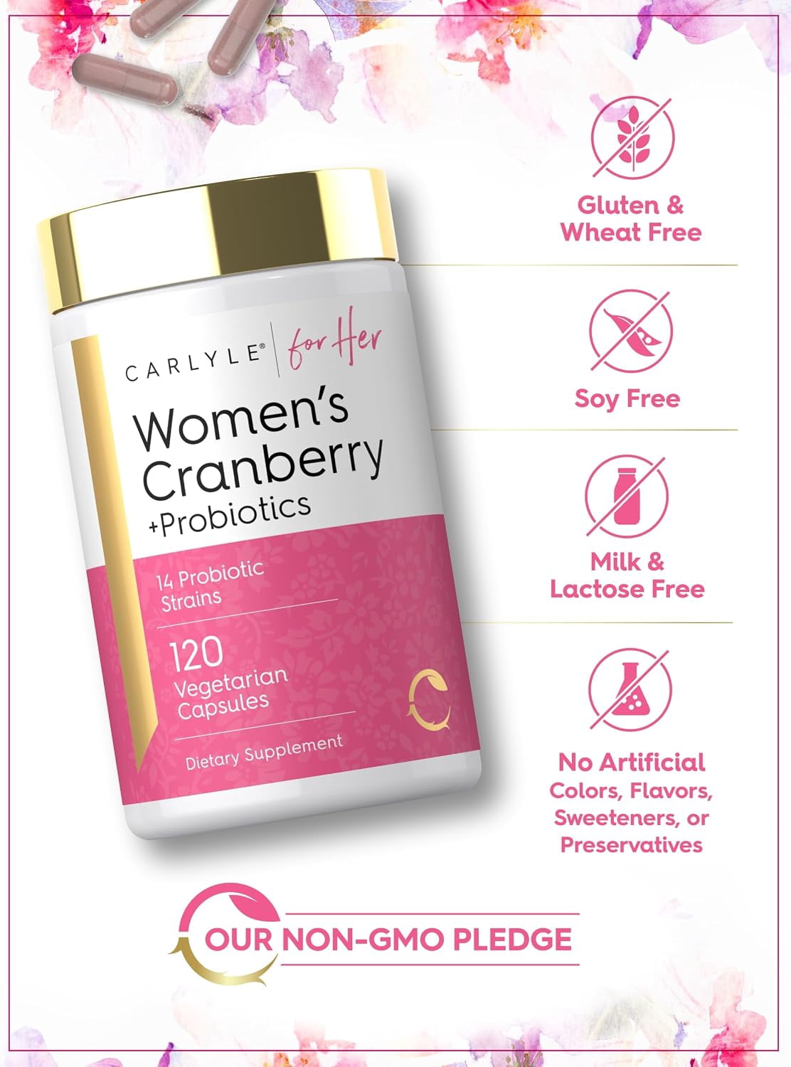 Women's Cranberry Plus Probiotics | 120 Capsules | with 14