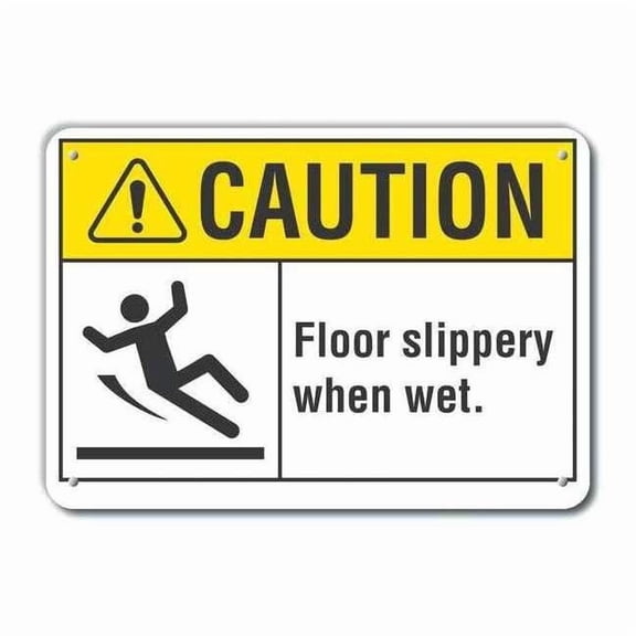 Lyle Rflctv Slippery Floor Caut Sign,10x14in LCU3-0096-RA_14x10