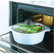 Luminarc Vitroflam White Round Ceramic Glass Casserole With Lid, 5 Quart