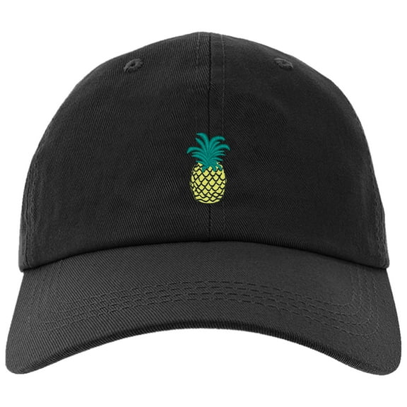 Cap Pineapple Embroidered Dad Hat for man and Women, Adjustable Baseball Cap-EM-0009-Black